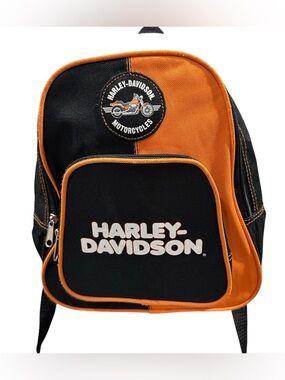 Harley-Davidson Mini Backpack / Lunch Bag/purse Black Orange Logo